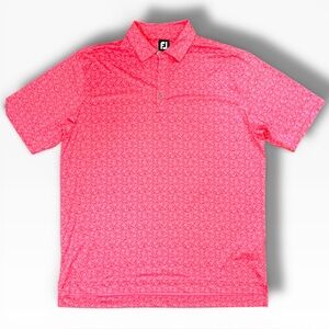 FootJoy Men's Painted Floral Lisle Self Collar Golf Polo ProDry Performance  XL